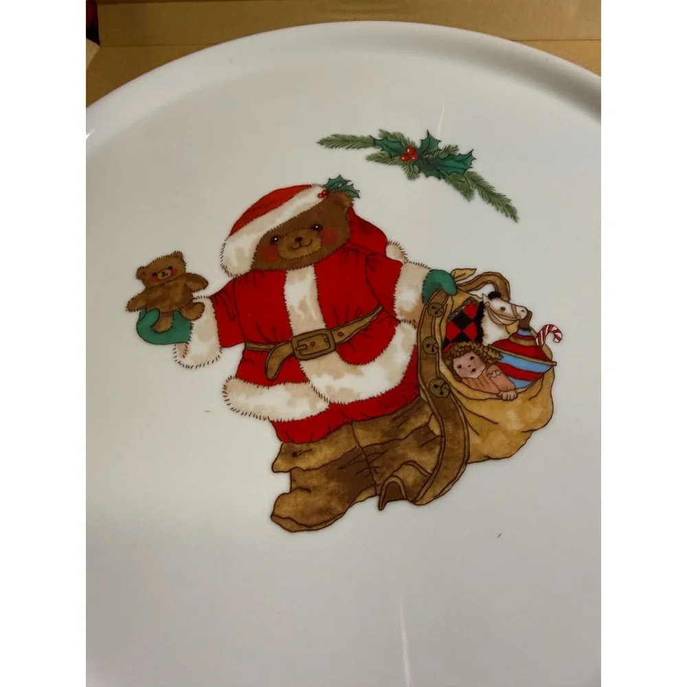 Mikasa Christmas Bear Cake Plate and Server‎ Set Sandy Lehman L5370 Fine China